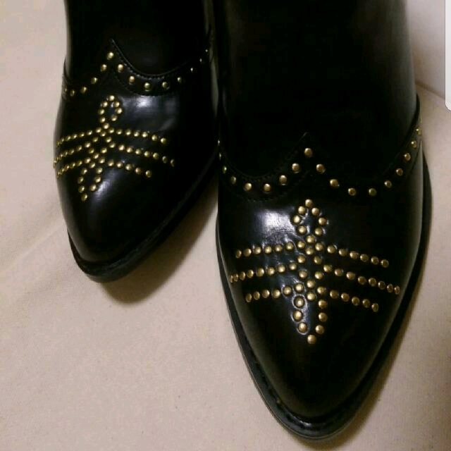 Gold studded cheap black ankle boots