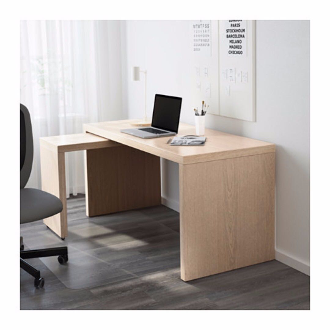 Malm desk white stained oak veneer cheap
