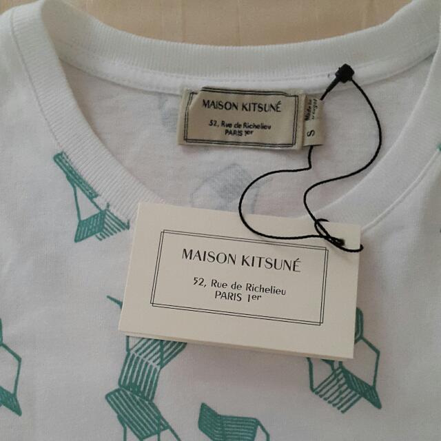 Maison Kitsune Jardin T Shirt Fesyen Pria Pakaian Atasan Di Carousell