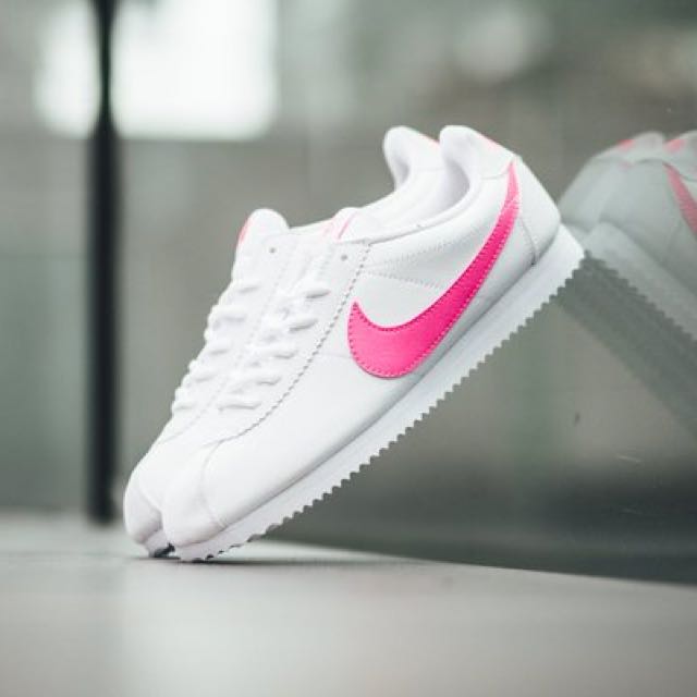 nike cortez womens pink and white