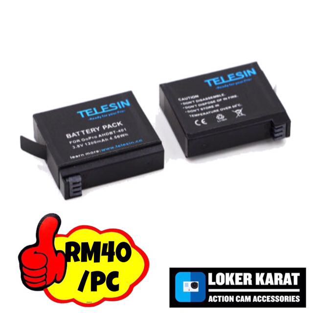Telesin Ahdbt 401 Replacement Battery For Gopro Hero 4 Black
