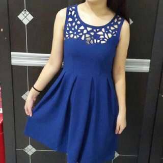 Dress Ethnic Electric Blue / Dress Bagus / Dress Murah