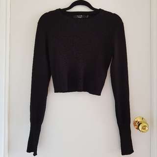 Paper Heart Black Cropped Jumper