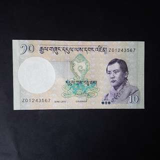 Z 01243567 Bhutan 10 Ngultrum 2013 Replacment Z Near Ladder Unc