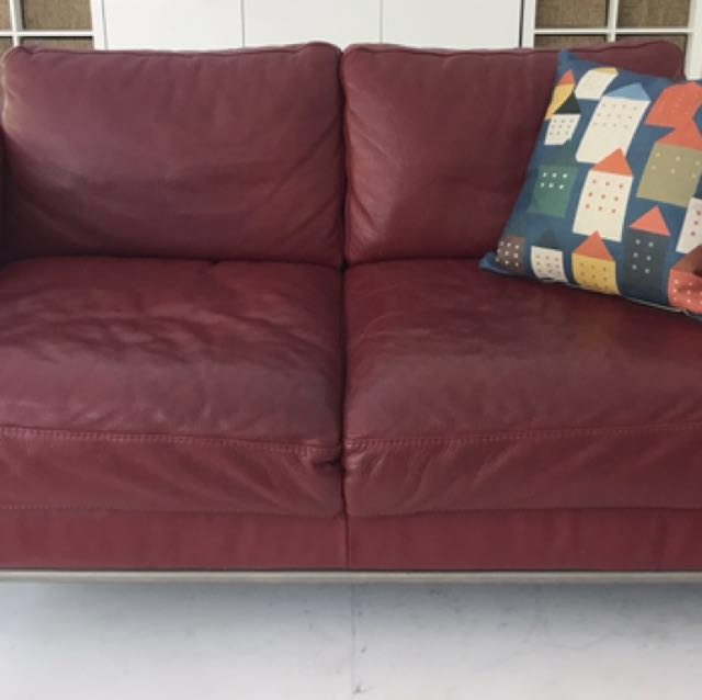 1 Dark Red Real Leather Sofa Free Furniture Sofas On Carou 1 Dark Red Real Leather Sofa Free