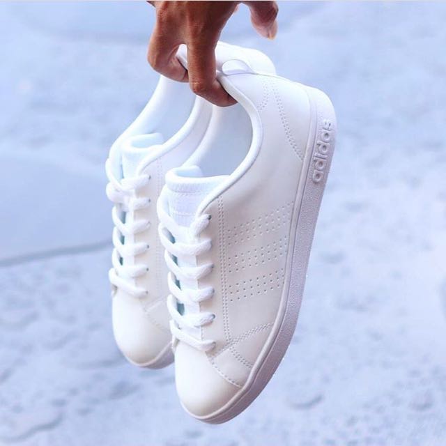 adidas neo advantage all white men women shoes sepatu pria wanita unisex