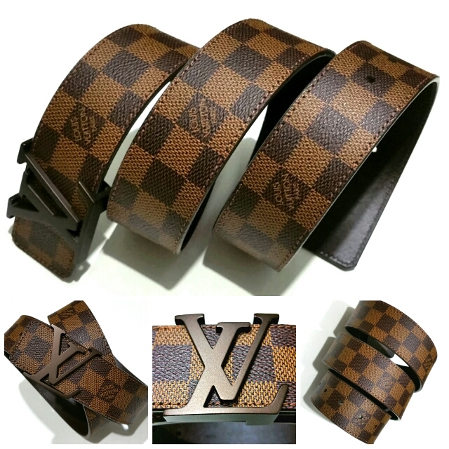 Authentic Louis Vuitton M9869 LV Logo Buckle Belt Leather Beige For 70-80cm