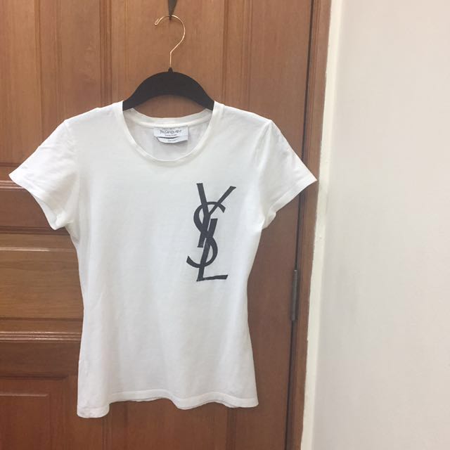 Authentic Ysl Classic Velvet Logo T Shirt Women S Fashion