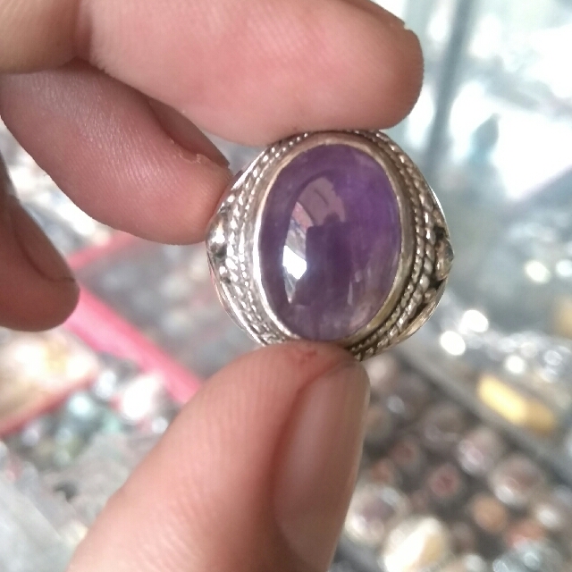 Cincin Dengan Batu Kecubung Ungu Kalimantan Fesyen Pria