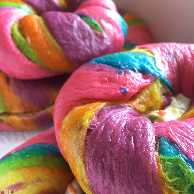Halal Homemade Rainbow & Durian Bagel, Food & Drinks, Homemade Bakes on