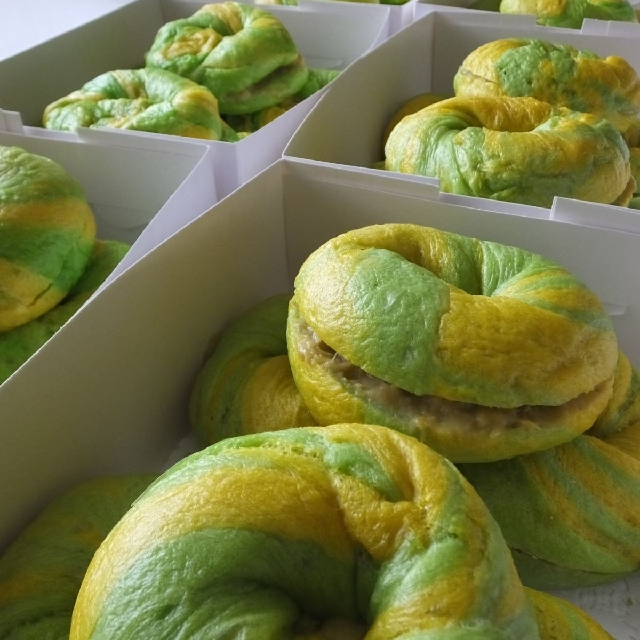 Halal Homemade Rainbow & Durian Bagel, Food & Drinks, Homemade Bakes on