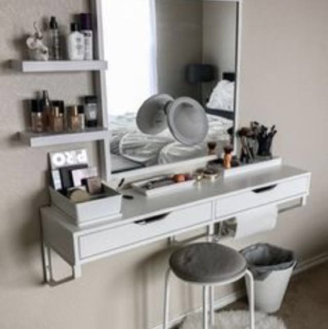 Ikea Combination Makeup Vanity. Ekby Alex Wall Mount Shelf And Mirror,  Furniture & Home Living, Furniture, Shelves, Cabinets & Racks On Carousell