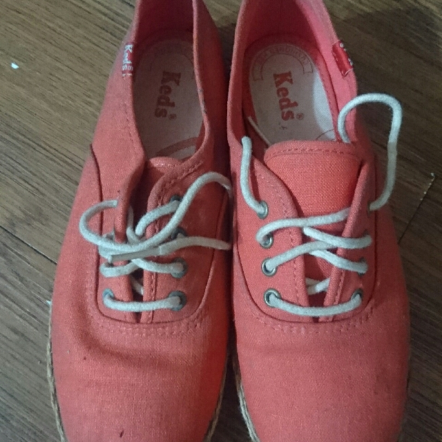 keds orange canvas sneakers