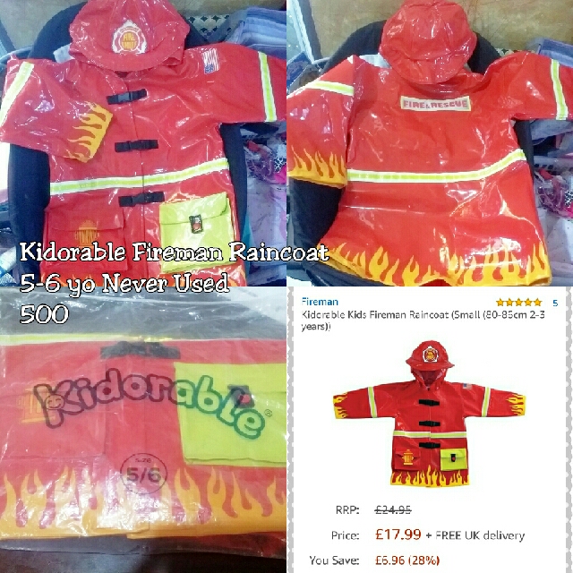 Kidorable Fireman Raincoat 5 6yo Babies Kids Babies Kids Fashion on Carousell