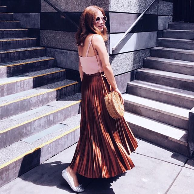 metallic maxi skirts