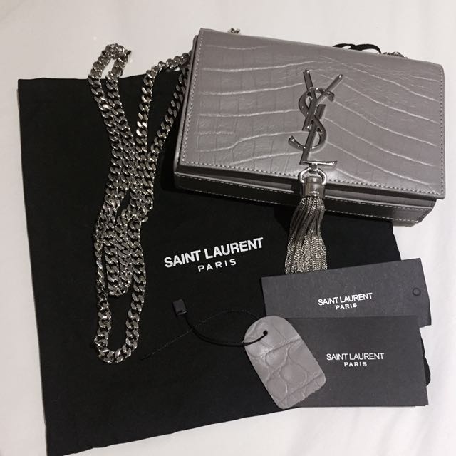 ysl grey croc bag