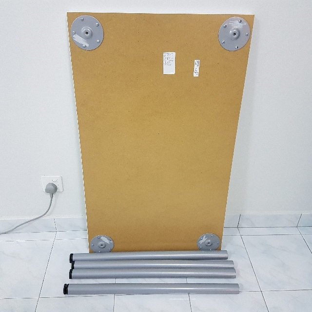 Ikea Linnmon table top + legs (white + silver), Furniture & Home Living