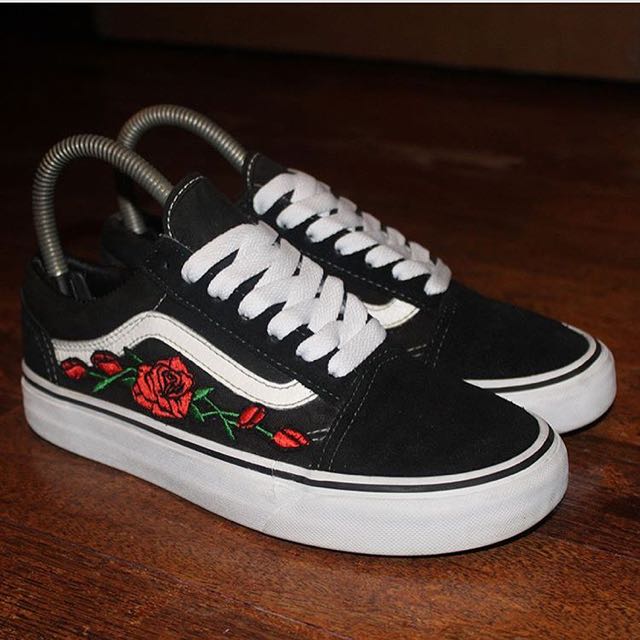 old skool vans roses patch old skool vans roses patch