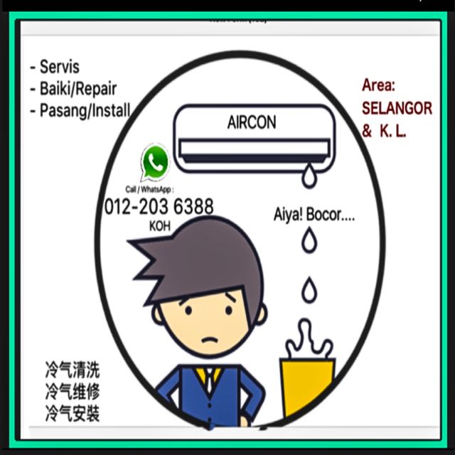 Aircond Service Repair Install Air Cond Pasang Servis Baiki Tunjuk Banyak Lagi Peralatan Dapur Photo