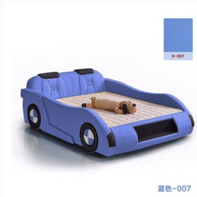 Car Bed Queen Size Blue With Mattress, Queen Size Race Car Bed Frame