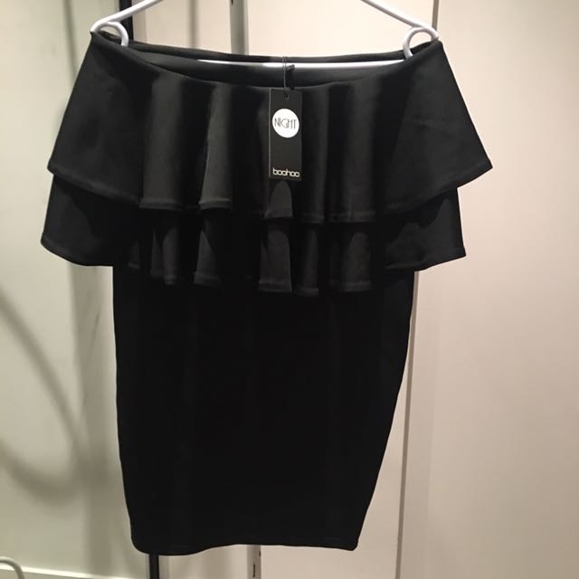 New Boohoo Glamour Black Tube Mini Dress Sz 14 Women S