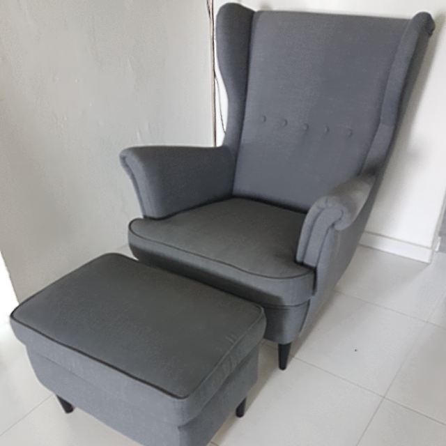 Strandmon Wing Chair and Leg Stool, Furniture & Home Living, Furniture