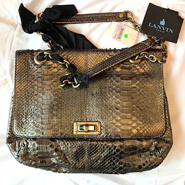 Unique Lanvin Medium Python Skin Happy Bag