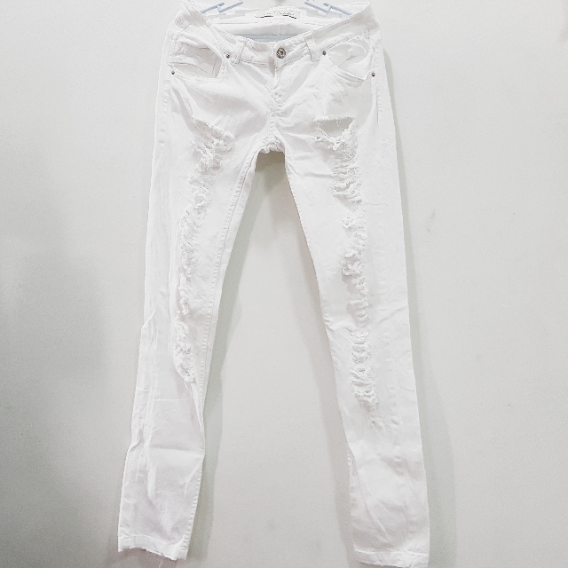 zara white ripped jeans