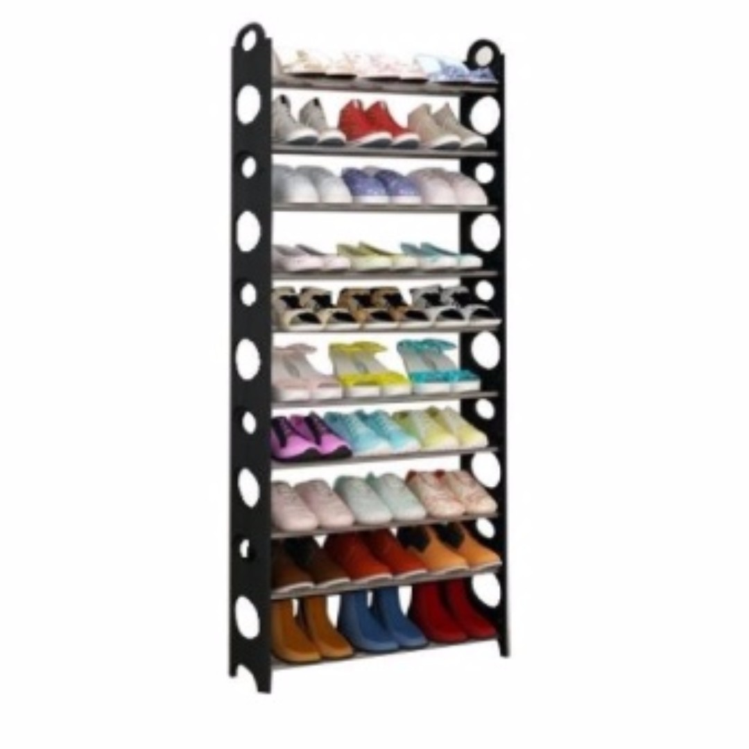 10 Tier Stackable Shoe Rack With Cover White Home Furniture On Carousell