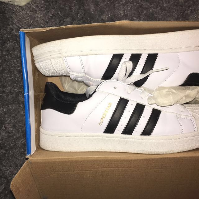adidas superstar black white gold label AAA replica