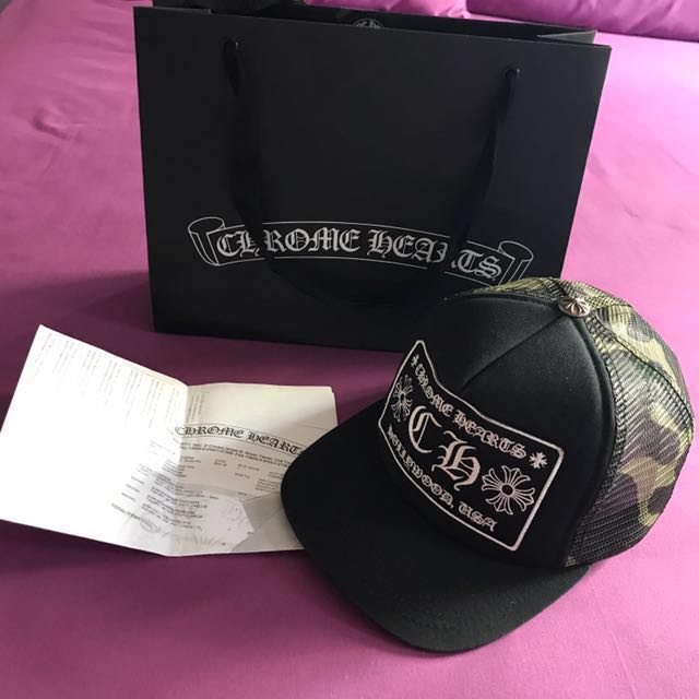 Chrome Hearts Black Camo Trucker Cap 