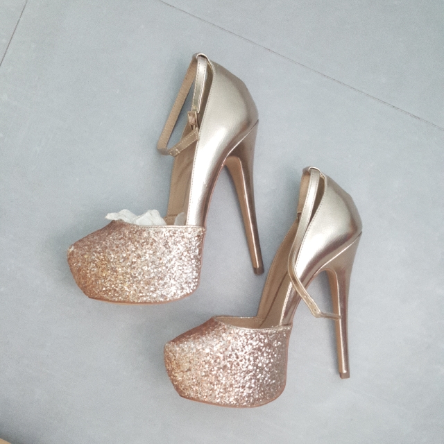 glitter platform heels
