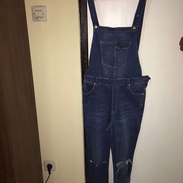 stradivarius denim jumpsuit