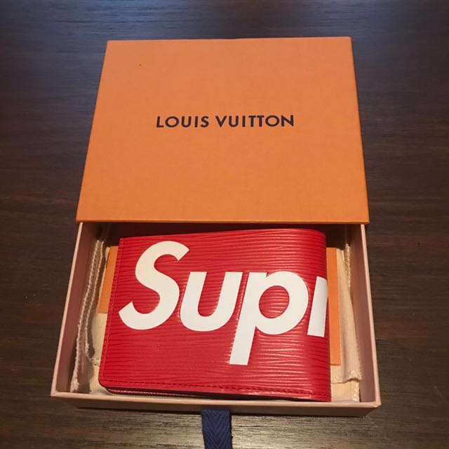 Supreme X LV Louis Vuitton PF Slender Wallet Red, Men's Fashion