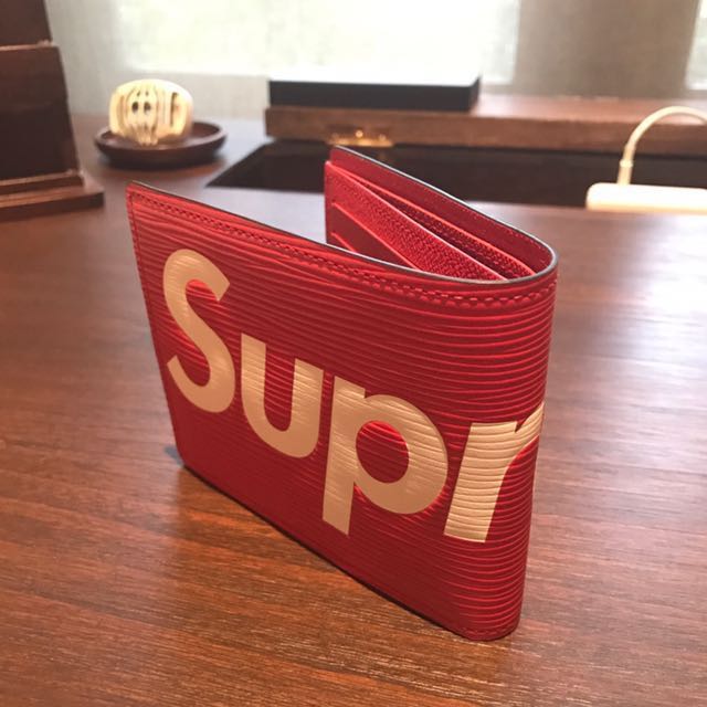 Supreme X LV Louis Vuitton PF Slender Wallet Red, Men's Fashion