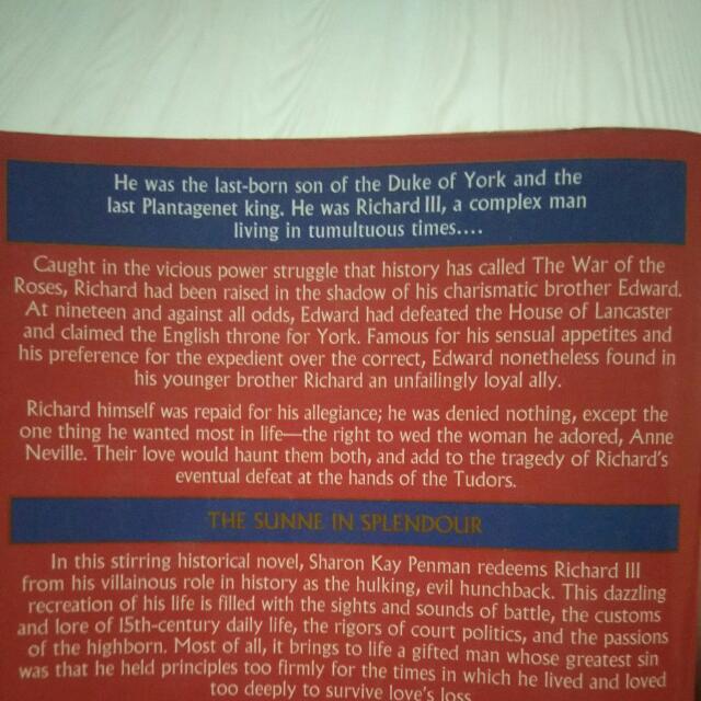The Sunne In Splendour By Sharon Kay Penman Books Stationery Fiction On Carousell