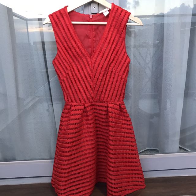 Red Flower Eyelet Dress