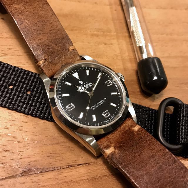 Rolex explorer 36mm leather strap sale