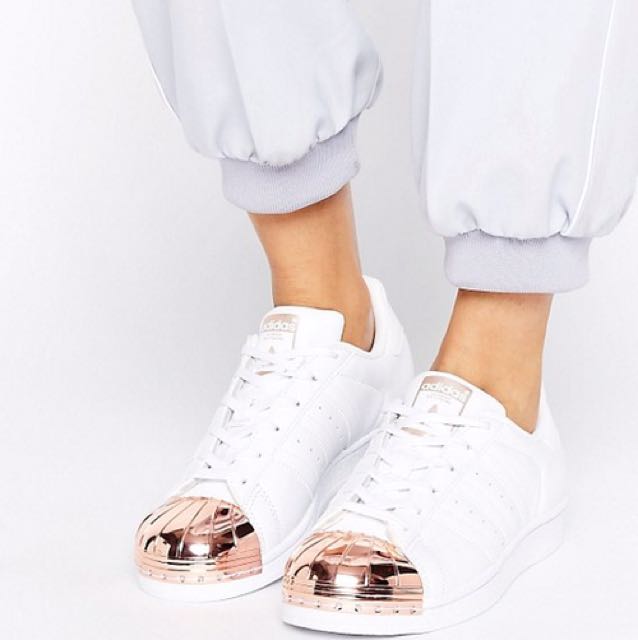 adidas superstar womens white and rose gold