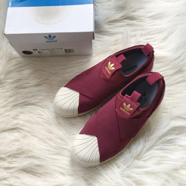 adidas slip on superstar burgundy