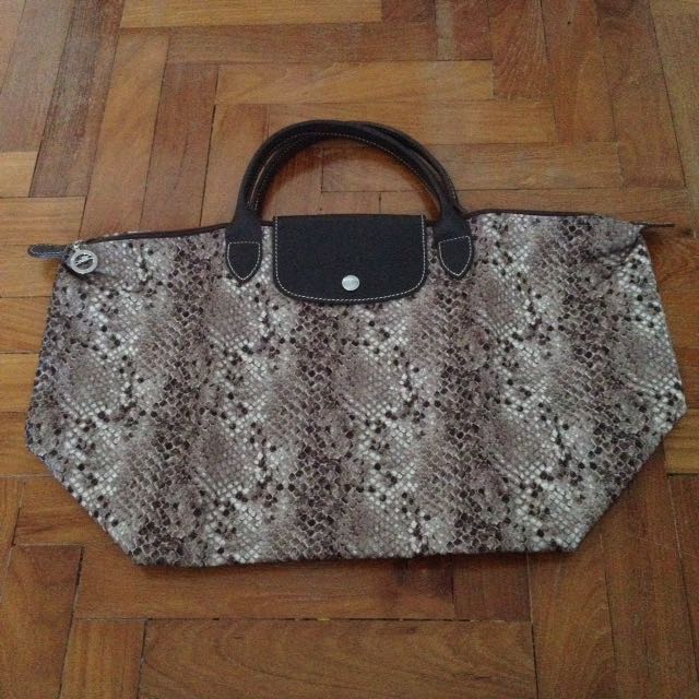 Authentic VGC Longchamp Snake Python medium short handle bag