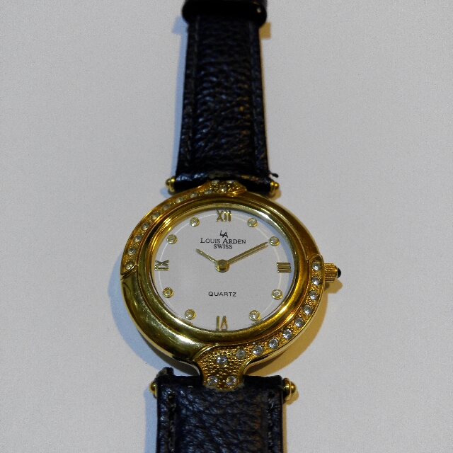 Ladies Watch Louis Arden 23K Gold Plated Swiss Quartz Watch