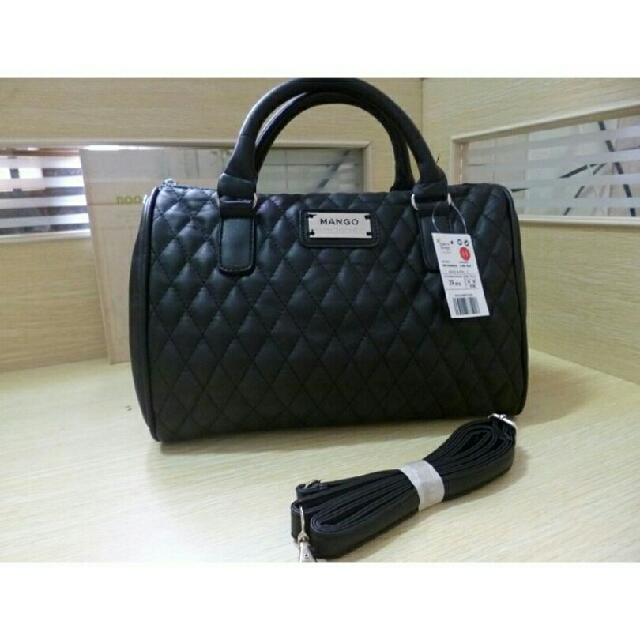 Mango quilted shop bowling bag