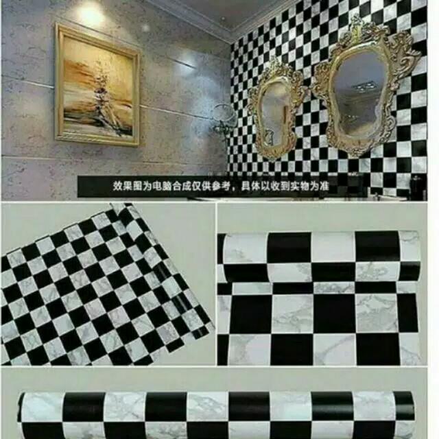 Wallpaper Sticker Kotak Hitam Putih Home Furniture On
