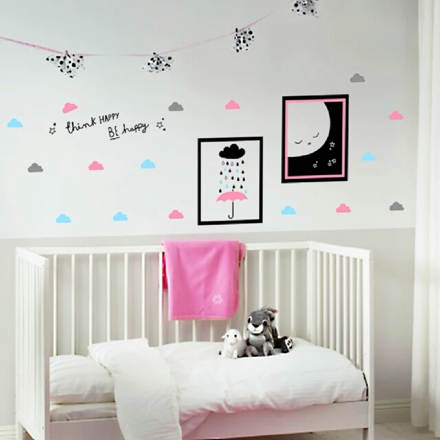 nordic ins colorful clouds baby room, children 's room pvc wall
