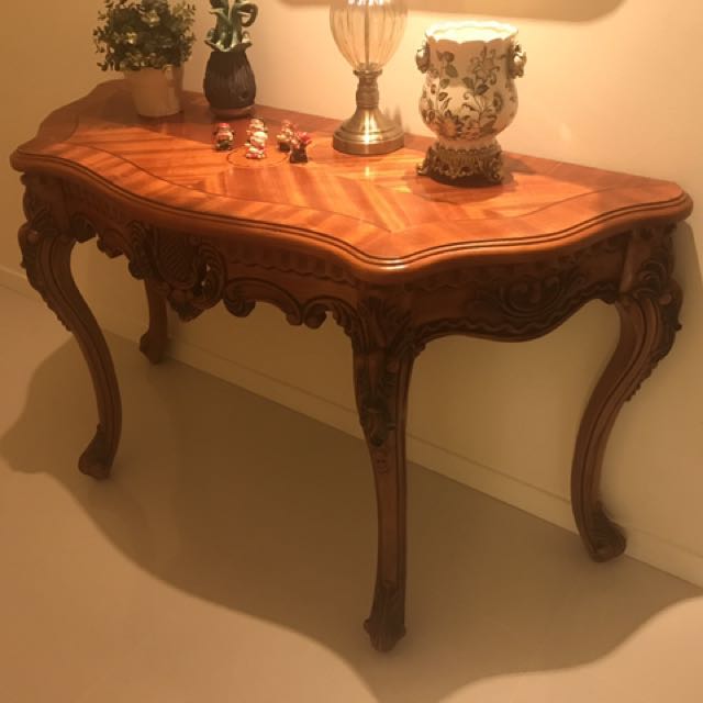 Foyer Table Real Wood Designer Carving Furniture Home Decor On Photo