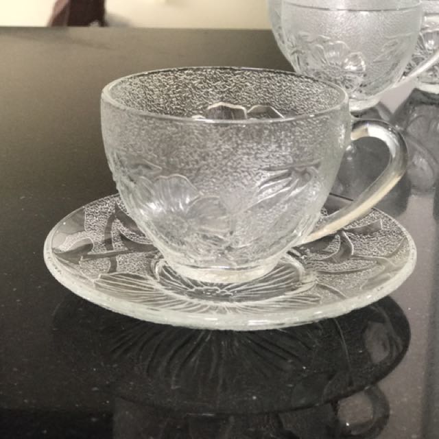 Retro vintage glass tea set Furniture Home Living Kitchenware