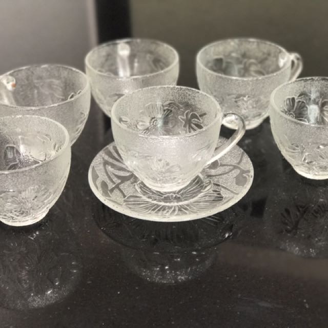 Retro vintage glass tea set, Furniture & Home Living, Kitchenware