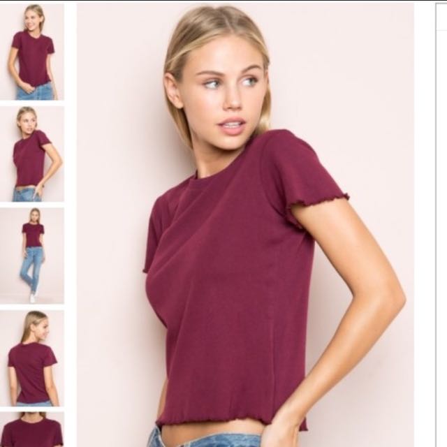 brandy melville maroon calvin top, Women's Fashion, Tops, Other Tops on  Carousell