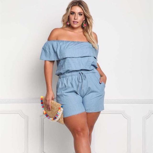 off the shoulder jean dress plus size